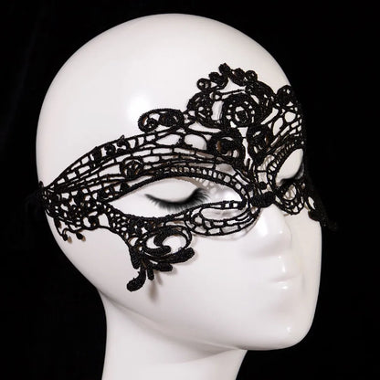 Women Hollow Lace Masquerade Face Mask Sexy Cosplay Prom Party Props Costume Halloween Masquerade Mask Nightclub Queen Eye Mask