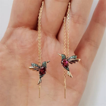 Trendy Little Bird Drop Long Hanging Earrings for Women Classic Gold Color Metal Long Tassel Earrings Stylish Jewelry