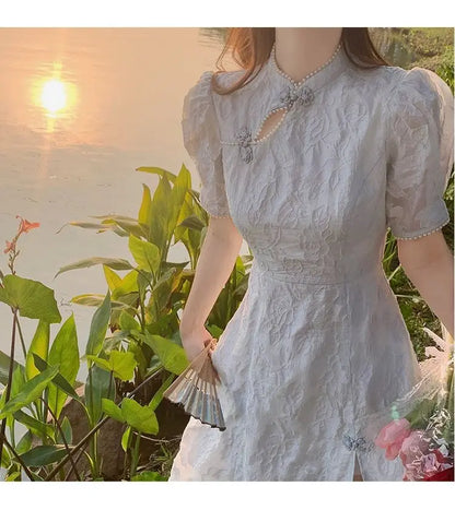 lovwvol   Autumn Vintage Split Fairy Dress Women Elegant Korean Style Formal Cheongsam Dresses Female Casual Fashion Party Dress New