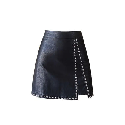 Black Irregular A-line Skirt Spring Autumn New High Waist Solid Color Split Hem Hip Short Skirt Fashion Trend Women Clothing