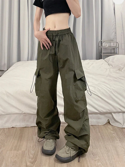 lovwvol Y2K Cargo Pants Women Vintage Baggy Parachute Korean Streetwear Sweatpants Harajuku Casual Wide Leg Jogger Pants Summer