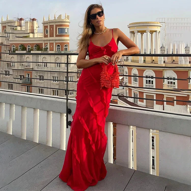 Woman Dress Y2k Red Black Bodycon Vestidos Long Dresses for Women Clothing Summer Beach Evening Vestido Party Vintage Dress