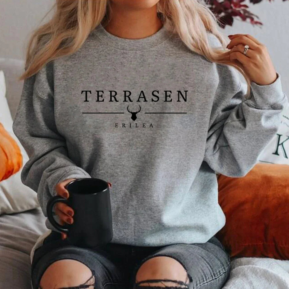 lovwvol Sweatshirt Throne of Glass Hoodie Women Crewneck Sweatshirts Bookish Pullover Gift for The Rhysand Fan Casual Tops