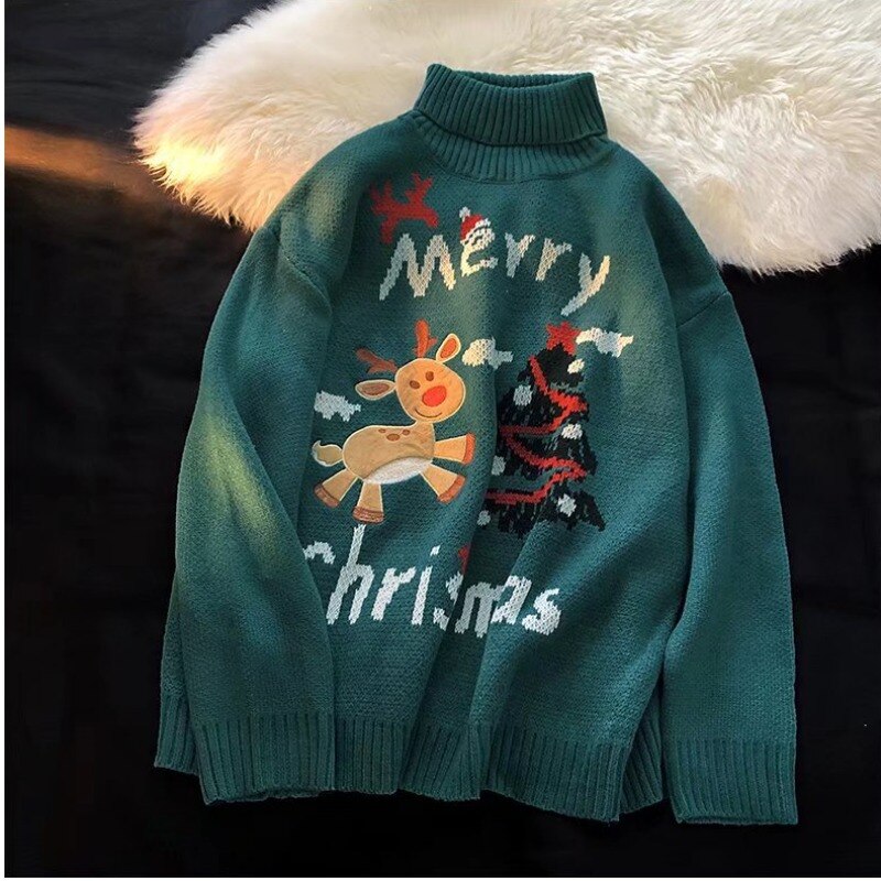 lovwvol Turtleneck Men & Women Ugly Man Christmas Sweater Christmas Jumper Couple damen pullover pull de noel homme moche