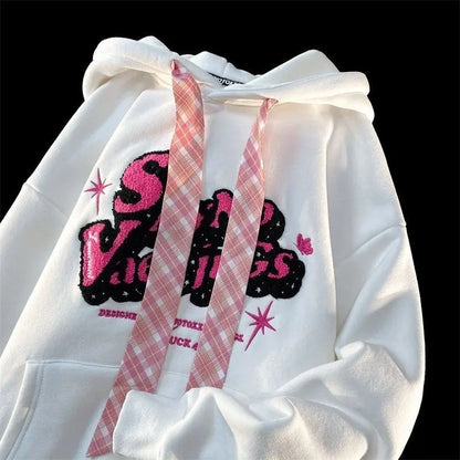 lovwvol  -  Y2k Outerwear Towel Embroidered Oversized Hoodie Women Autumn Thick Harajuku Sweatshirts Streetwear Women Letter Kawaii Clothes