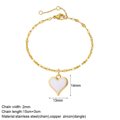 Cute Heart Love Sun Angel Charms Bracelet for Women Evil Blue Eye Gold Color Stainless Steel Chain Copper CZ Dangle Bangle