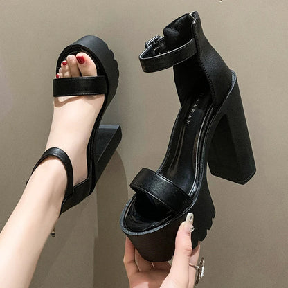 white platform heels Women Sandals  Summer Shoes Trend Fashionable High Heels Leisure Chunky Platform Sandals Woman 13.5cm