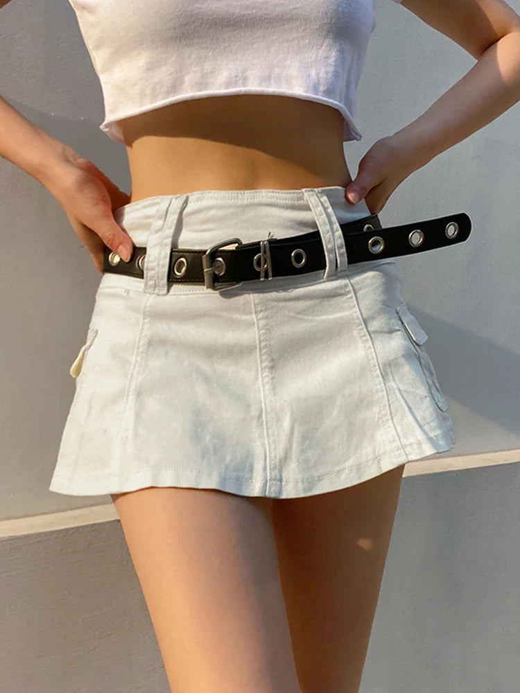 lovwvol   Aesthetic Harajuku High Waist Mini Skirt Summer Casual A Line Hot Shorts Skirts Women Black White Gothic Kawaii