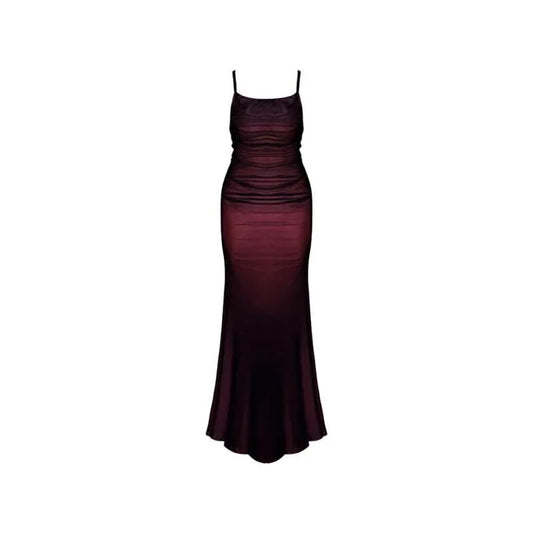 lovwvol Sexy Luxury Woman Evening Dress Red Mesh Gothic Elegant Party Bodycon Dresses Maxi Dress Chic Female Night Club Outfits