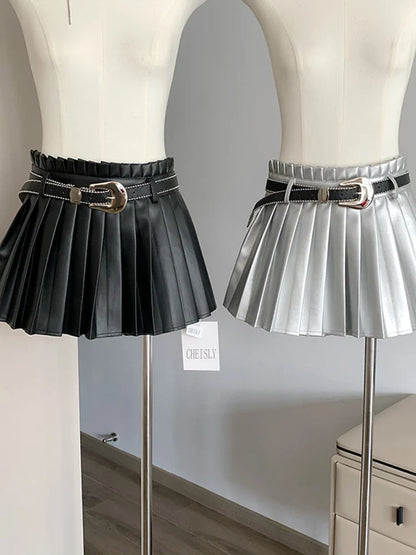 lovwvol Japanese Preppy Style Pleated Skirt Women Wrap Hip High Waist A-Line Skirt Kawaii Girls JK Uniform With Belt Harajuku Street wear