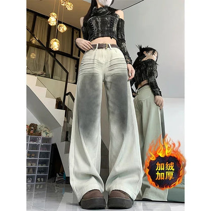 lovwvol  -  Women's Cargo Jeans Vintage Y2k 90s Aesthetic Baggy Denim Trousers Harajuku Oversize Cowboy Pants Emo 2000s Trashy Clothes