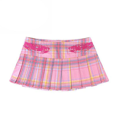 lovwvol Harajuku Kawaii Pink Plaid Skirts Preppy Style Girls Sexy JK Pleated Mini Skirts With Shorts Y2k Kawaii Women Skirts