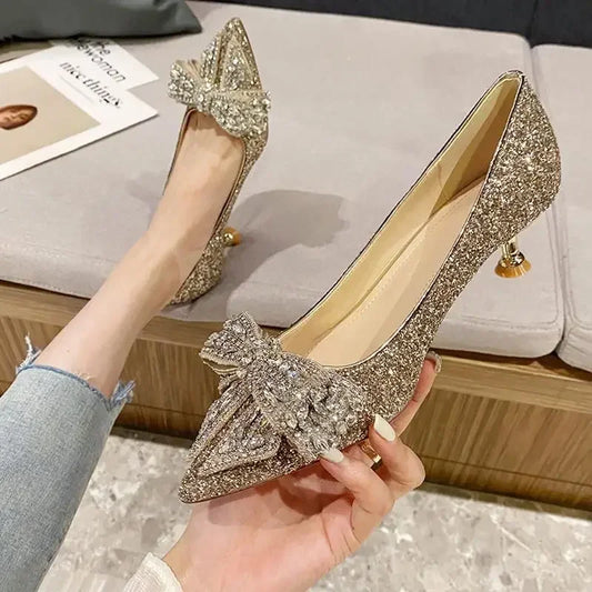 Women's Summer Footwear Stilito Rhinestone Shoes for Woman  with Wedding Bride Genuine Mark Chic and Elegant A Comfortable E