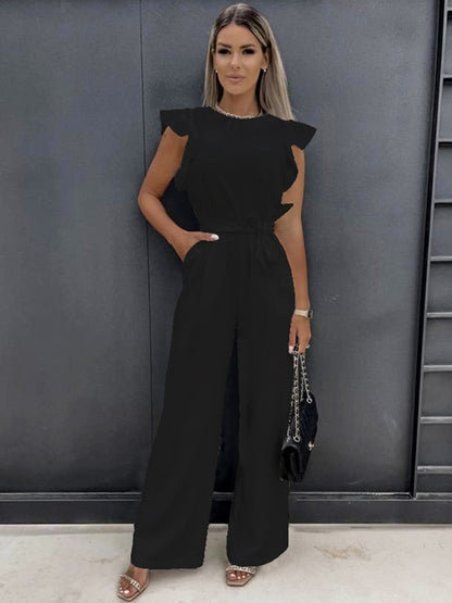 lovwvol Fashion Butterfly Sleeve Wide Leg Jumpsuit Women 2023 Summer Casual Elegant Romper Vintage Streetwear Jumpsuits Overalls Women