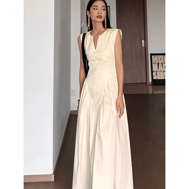 lovwvol HOUZHOU Vintage Elegant Sleeveless Dress Maxi Dresses for Women 2024 Summer One-piece Long Evening Casual Wedding Party Dress