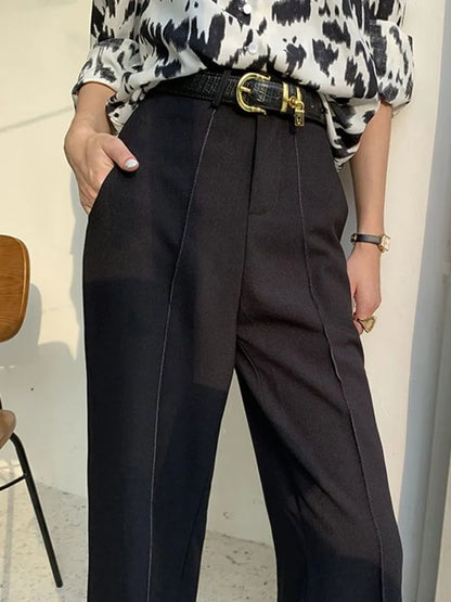 Solid Women Pants High Waist Loose Wide Leg Pants Women Casual Straight Trousers Women Fashion High Street Suit Women's Pants