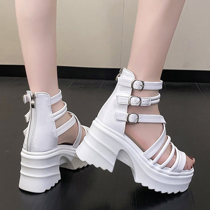 Women's Fashion Ankle Strap Wedges Sandals Platform Chunky Heel Sandals for Women 2023 Summer Thick Bottom Gladiator Shoes Woman