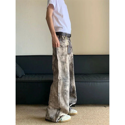 lovwvol  -  Vintage Aesthetic Emo Loose Washed Pants Autumn Women's Casual Harajuku Style Jeans Y2K Wide Leg Punk Baggy Denim Trouser