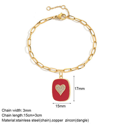 Cute Heart Love Sun Angel Charms Bracelet for Women Evil Blue Eye Gold Color Stainless Steel Chain Copper CZ Dangle Bangle