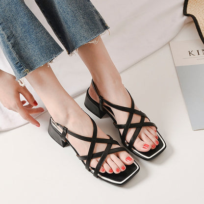 lovwvol 2023 Summer new fashion sandals women Korean designer high heel with toe toe large size black girl slippers free delivery 41-43