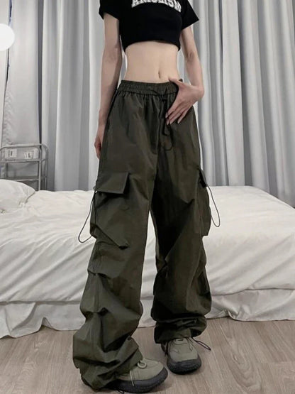 lovwvol Y2K Cargo Pants Women Vintage Baggy Parachute Korean Streetwear Sweatpants Harajuku Casual Wide Leg Jogger Pants Summer