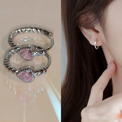 New Luxury Zircon Water Drop Earrings for Women Korean Fashion Rhinestone Opal Flower Geometrical Earring Girl Unusual Jewelry