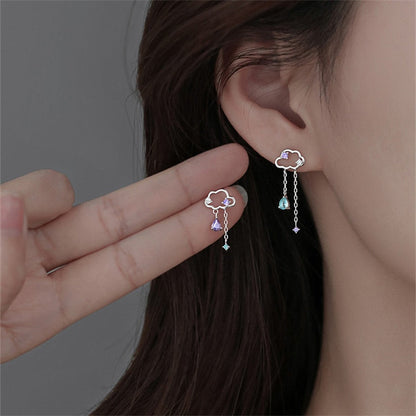 New Metal Heart-Shaped Pearl Earrings For Women Korean Fashion Back Hanging Earring Girls Shiny Zircon Exquisite Jewelry