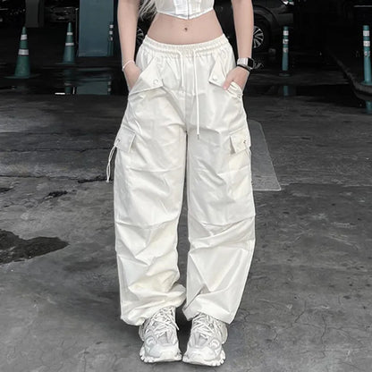 lovwvol Women Baggy Cargo Pants Summer Y2k Streetwear Hip Hop Parachute Sweatpants Harajuku Oversize Casual Jogger Wide Trousers