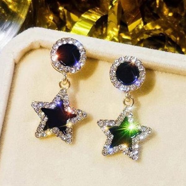 Korean Style Black Zircon Stud Earring For Women Shiny Rhinestone Square Geometric Earrings Girl Party Statement Jewelry Gifts