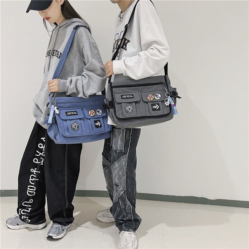 Harajuku Men Nylon Crossbody Bags for Women Messenger Bag Girls School Book Bags Youth Canvas Handbags Shoulder Bag Sac Bolsas