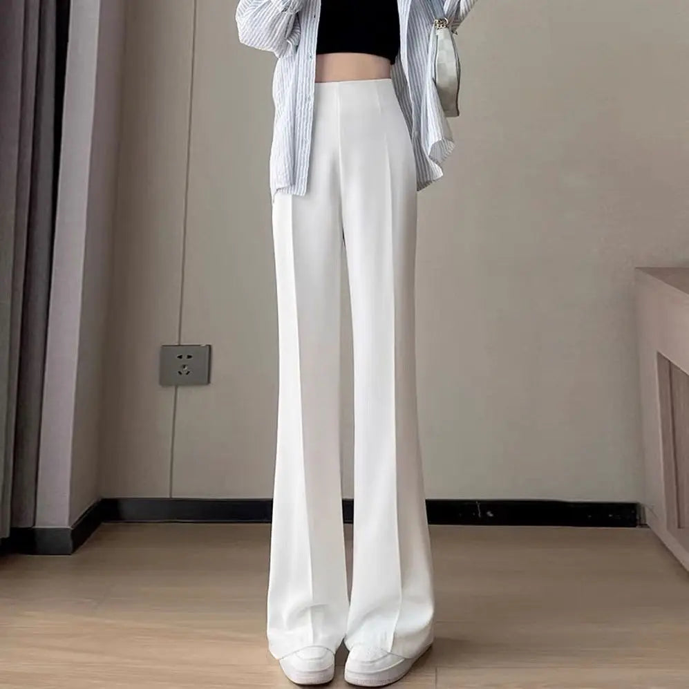 Clothing Solid Womens Tailoring Pants Work Trousers for Women Sexy Skinny Slim Office Wide Leg Leggings Elastic Waist Long G 90s