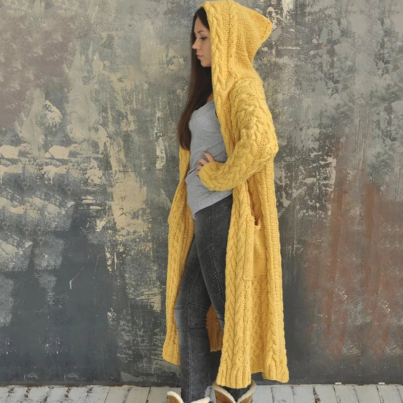 lovwvol Spring Autumn New Women Fashion Hooded Cardigan Coat Casual Knitted Sweater Jacket for Women Plus Size S-5XL