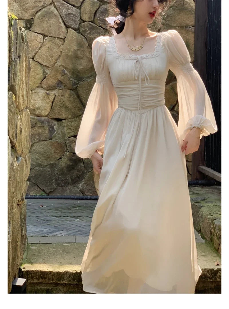 lovwvol New Spring Summer Women Elegant Casual Midi Party Dresses Vintage A-Line Solid Chic Prom Wedding Vestidos Female Clothes Robe