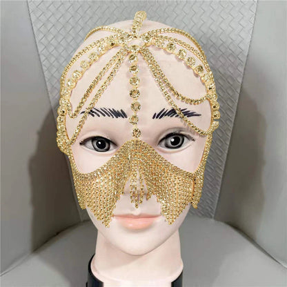 New Tassel Veil Masks Women Headwear Rhinestone Chains Face Mask Masquerade Dance Party Costume Sexy Face Accessories Jewelry