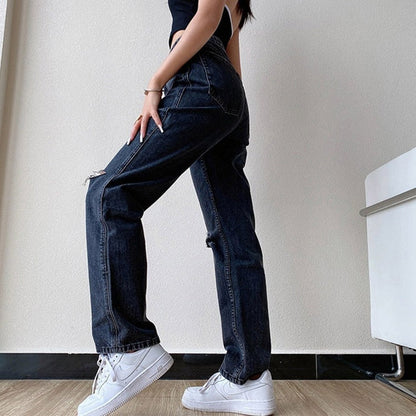 Pants Boyfriend Female Women&#39;s Jeans Large Size Jean Women Jeans Pants High Waist Mom Ripped Jeans Stright Trousers