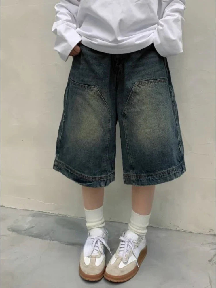 lovwvol Summer Vintage Jeans Shorts Women New Bottoms Streetwear Fashion Casual Y2k Retro Wide Leg Denim Pants Pantalones Female