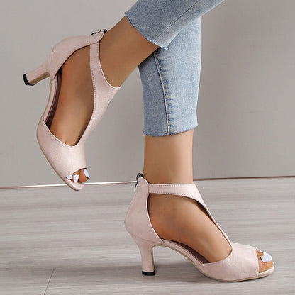 lovwvol Peep Toe High Heels Sandals Women Summer 2023 Hollow Out Pointed Toe Pumps Woman Shoes Plus Size 43 Thick Heeled Sandalias Mujer