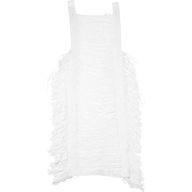 lovwvol Summer Ripped Knitting Tank Dress Beach Bathing Women Sleeveless Crochet Hollow out High Split Bikini Cover Ups Sexy Swimwear