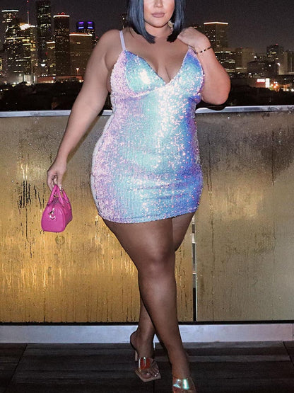 Sequin Straps Mini Dress