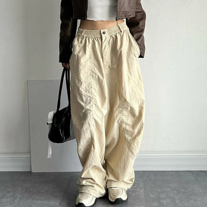 lovwvol Y2k Baggy Cargo Pants Women Summer Vintage Streetwear Parachute Harajuku Sweatpants Hip Hop Oversize Jogger Wide Trousers