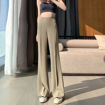 Clothing Solid Womens Tailoring Pants Work Trousers for Women Sexy Skinny Slim Office Wide Leg Leggings Elastic Waist Long G 90s