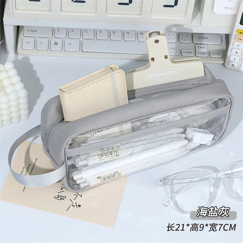 Lovwvol Lovwvol  Transparent Pencil Case Trousse Portable Pencil Box Kawaii Fournitures Scolaire Waterproof School Pen Case Papeterie Japonaise