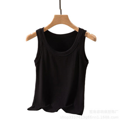 U-neck Ice Silk Thread Suspender Vest Women's Spring And Summer Slim Fit Everything Sleeveless T-shirt Top