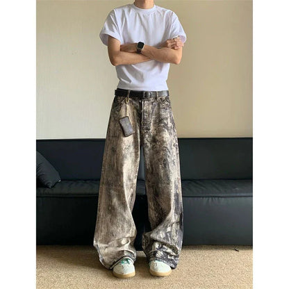 lovwvol  -  Vintage Aesthetic Emo Loose Washed Pants Autumn Women's Casual Harajuku Style Jeans Y2K Wide Leg Punk Baggy Denim Trouser