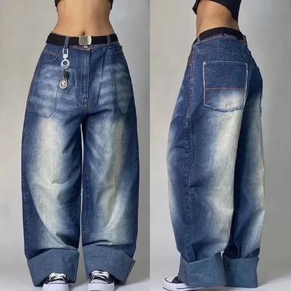 lovwvol Y2K Baggy Jeans Womens New Multi-pocket Washed Vintage Jeans Harajuku Oversized Denim Pants High Waist Wide Leg Pants Trousers