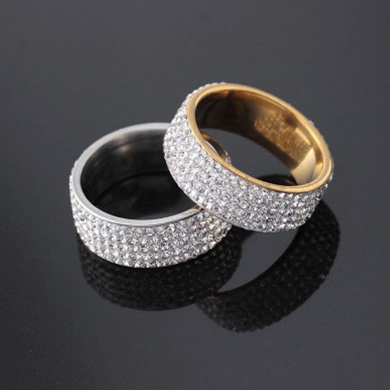 Classic Fashion 5 Rows Zircon Rings for Women Exquisite Silver Color Engagement Wedding Rings Jewelry