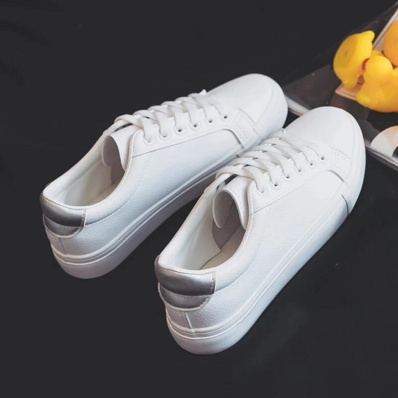 lovwvol Fashion Shoes Women's Vulcanize Shoes Spring New Casual Classic Solid Color PU Leather Shoes Women Casual White Shoes Sneakers