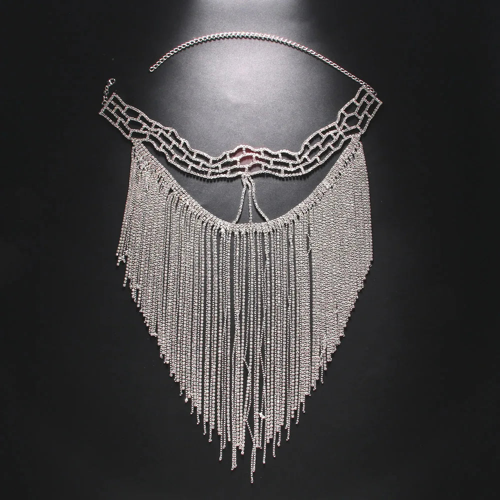 Indian Tassel Veil Mask for Face Women Rhinestone Face Masks Masquerade Dance Party Banquet Decoration Face Accessories Jewelry