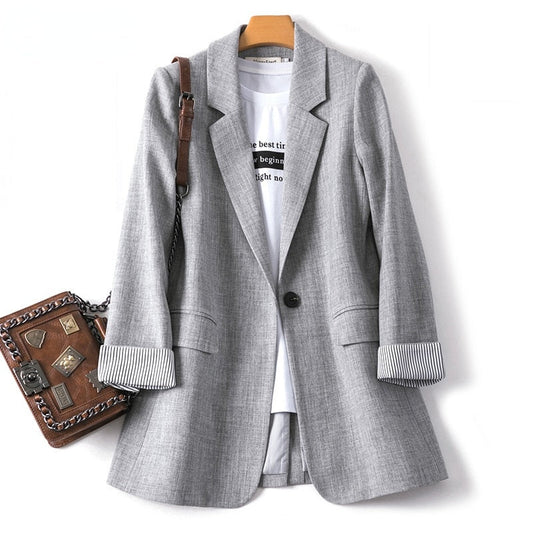 Women's Long Sleeved Spring Casual Blazer New Fashion Business Solid Color Blazer Women's Office Blazer Women's Coat Jacket