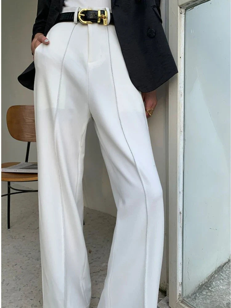 Solid Women Pants High Waist Loose Wide Leg Pants Women Casual Straight Trousers Women Fashion High Street Suit Women's Pants